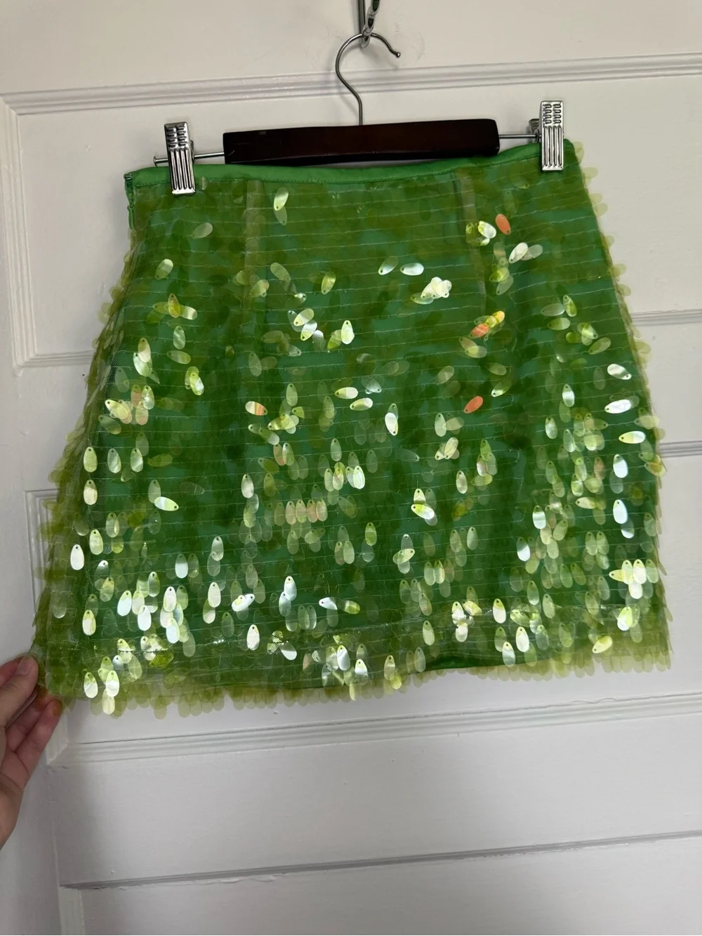 Urban Outfitters Lime Green Sequin Mesh Mini Skirt Pixie Chic Y2K Festival S